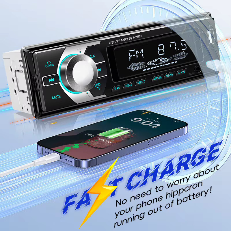Hippcron 1 Din Stereo Multimedia MP3 Player Autoradio mit FM, USB-A, TF und AUX Eingang in Schwarz - Bild 4