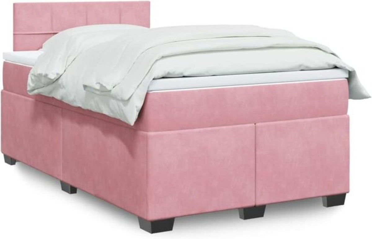 Vidaxl Boxspringbett mit Matratze aus Samt in Rosa, B/T/H: 190 x 120 x 100,5 cm - Bild 1