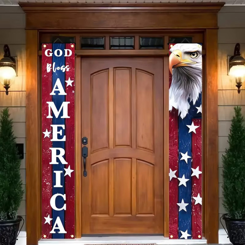 VIKAMA Türbanner zum 4. Juli mit amerikanischer Flagge als patriotische Party-Dekoration für draußen, B/H: 30 x 180 cm, Mehrfarbig - Bild 6
