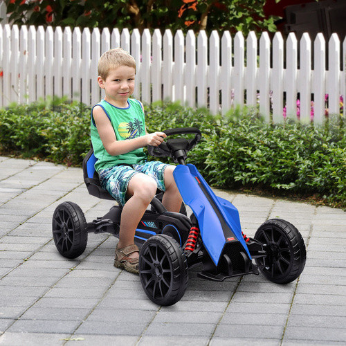HOMCOM Gokart Kinderfahrzeug mit verstellbarem Sitz und Bremse, Blau - Bild 4