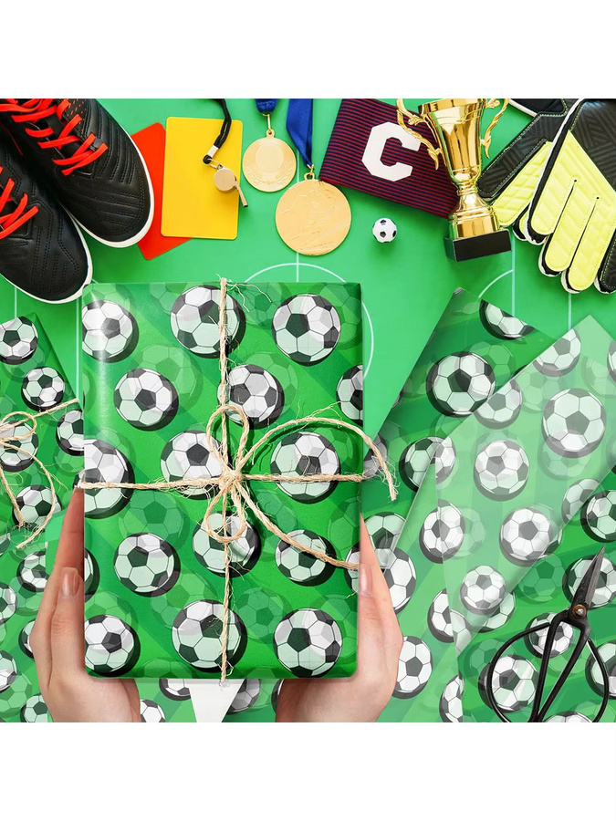 Seidenpapier Geschenkpapier mit Sportmotiven Fußball Golf Rugby Baseball für deine Geburtstagsdekoration und Partyzubehör - Bild 6