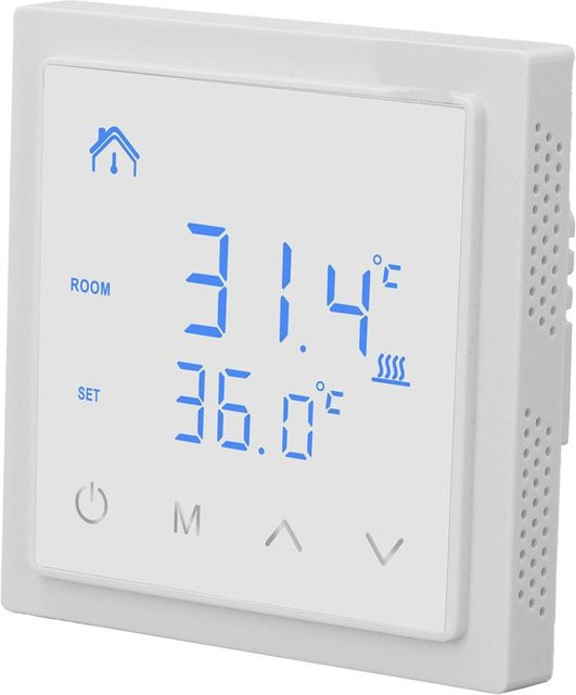 Elektrischer Fußbodenheizungsthermostat von TOMTOP JMS mit LED-Anzeige und Kindersicherung in Weiß - Bild 1