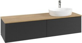 V&B Waschtischunterschrank Antao mit Frontstruktur, Wandhängend, Eiche Honig, B: 160 cm, T: 50 cm - Bild 1