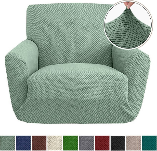 Leorate Sesselbezug aus elastischem Jacquard-Polyester in Grün für 1-Sitzer-Sessel - Bild 1