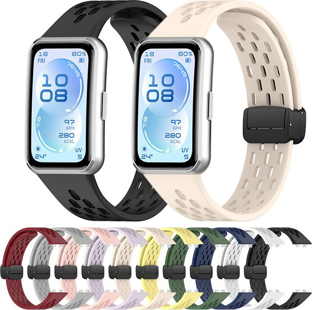 RMUTANE Uhrenarmband Silikon, Schwarz, Unisex, für Huawei Band 11/11 NFC - Bild 1