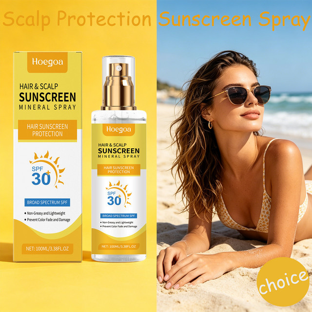HOEGOA Kopfhautschutz-Sonnenschutzspray, trockenes und coloriertes Haar, Unisex - Bild 1
