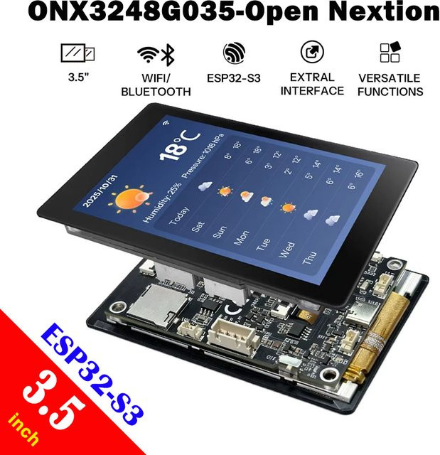 Nextion Open Genius Serie ESP32-S3 LCD-Modul-Bildschirmpanel mit Touchscreen in Schwarz, 3,5 Zoll - Bild 1