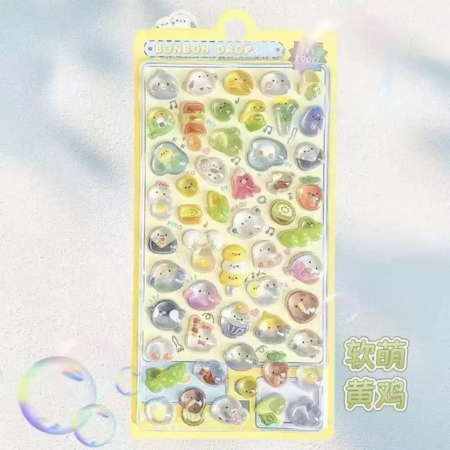 Kawaii 3D Jelly Harz Aufkleber von A Family Of Home Textiles, niedliche Cartoon Glitzer Decals in Transparent und Multicolour für Scrapbooking, Handyhüllen und Laptop DIY Dekoration - Bild 1