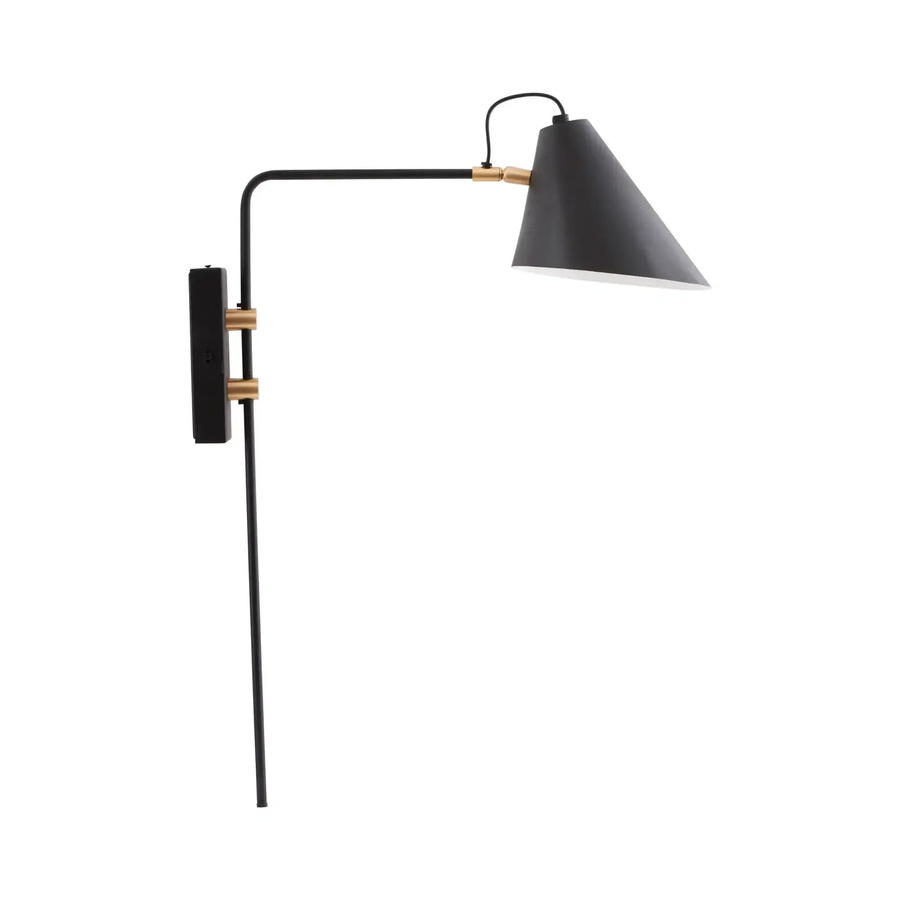 House Doctor Wandleuchte Club aus Metall in Schwarz und Messing, verstellbar, Höhe: 62 cm - Bild 1