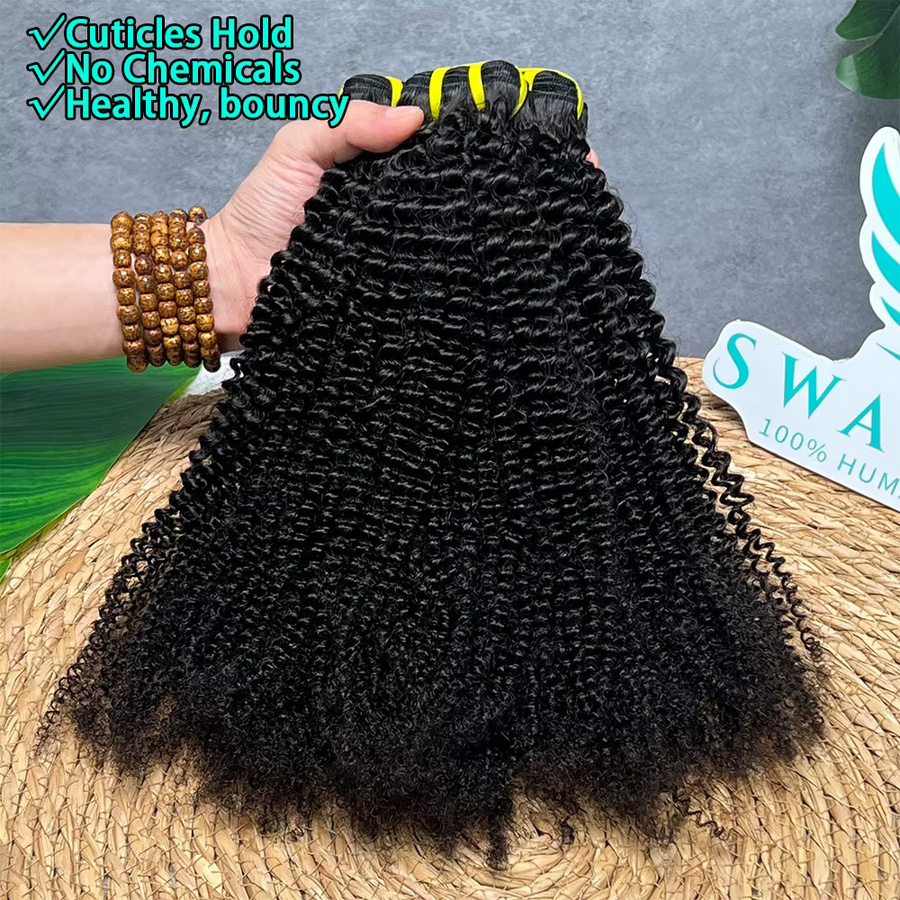 SWANEE Echthaar-Bündel Afro Kinky Curly, 1B Natürliches Schwarz - Bild 3