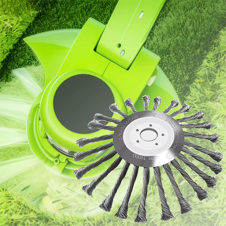 Universal Unkrautbürsten Kopf aus Stahldraht für Rasenmäher und Gras-Trimmer in Silber - Bild 2