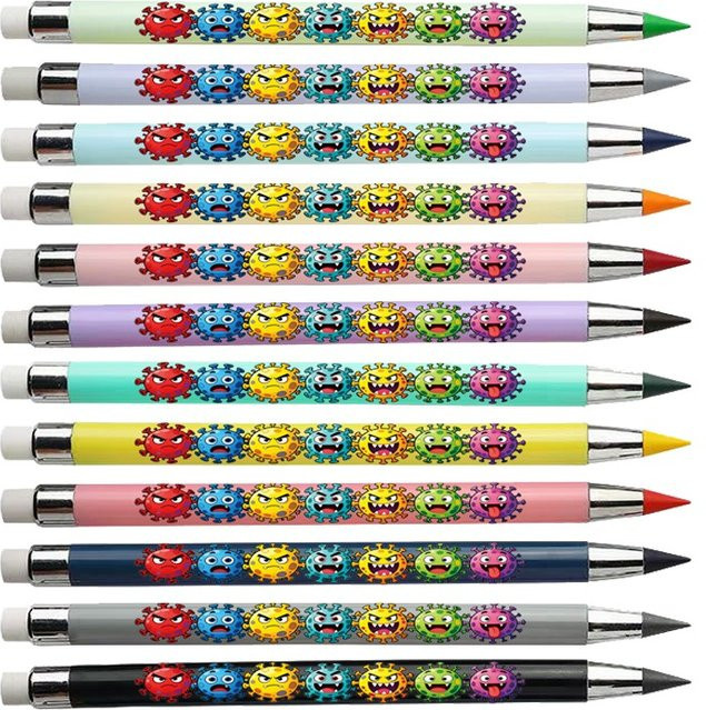 Creative Virus Series Eternal Pencil Nicht schärfender schwarzer Bleistift in Schwarz und Multicolour, 12 Stück - Bild 1