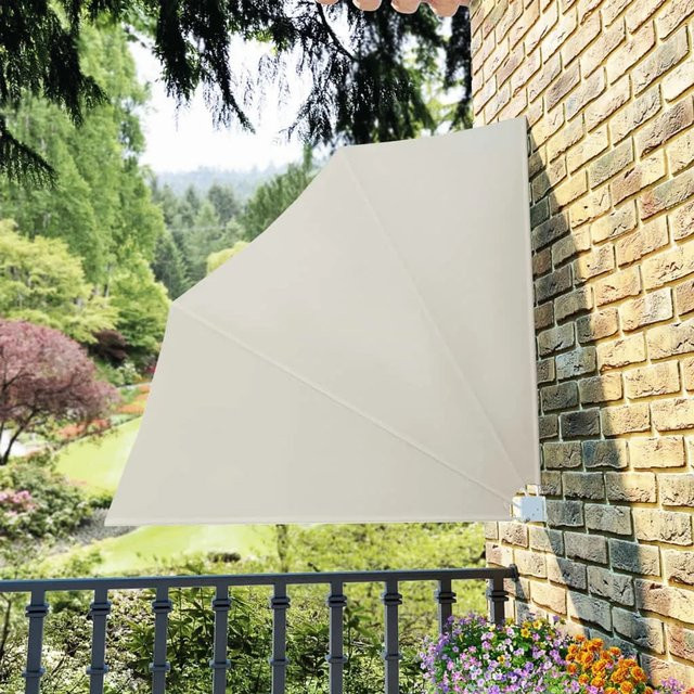 furnicato Faltbarer Balkonfächer in Creme, Wandmontage, B/H: 140 x 140 cm - Bild 1
