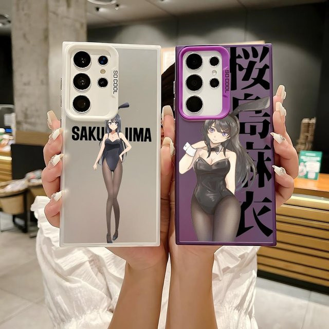 Mai S-sakurajimas Anime Silikon Handyhülle für Samsung Galaxy S25 Edge S24 S23 S22 S21 S20 Ultra in Silber - Bild 1