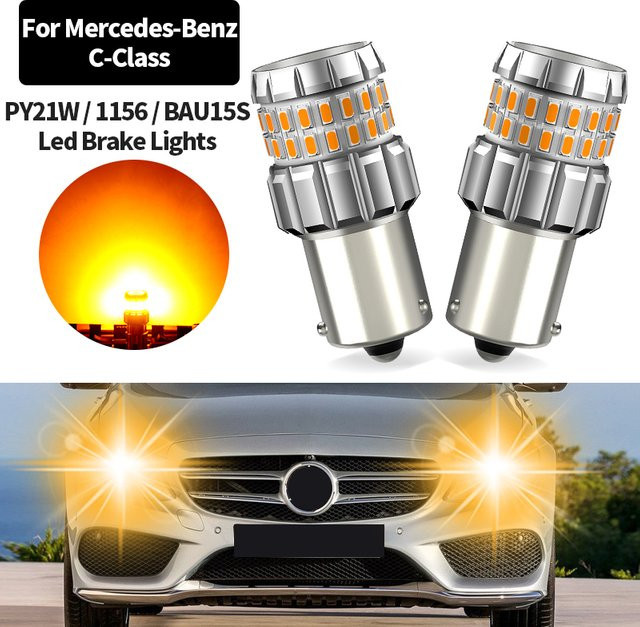 SAARMAT LED Blinker Set Orange 2 Stück mit Canbus für Mercedes-Benz C-Klasse W203 W204 CL203 S203 S204 1156 PY21W BAU15S - Bild 1