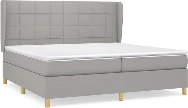 vidaXL Boxspringbett mit Matratze Hybrid-Design in Hellgrau, B/T/H: 200 x 200 x 128 cm - Bild 1