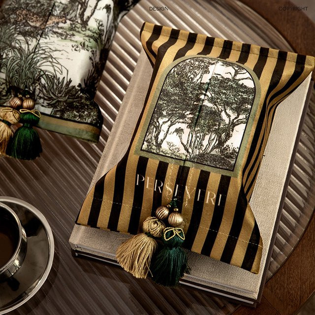 Dekorative rechteckige Taschentuchbox aus Samt im Retro-Design mit Dschungel-Wald-Motiv, Mehrfarbig - Bild 1