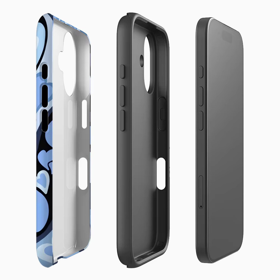 Potdemiel Handyhülle Blue Heart Swirl für iPhone 17 16 15 14 13 12 Pro Max Plus mit doppelschichtiger Rückseite in Blau - Bild 2