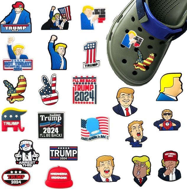 Potdemiel Schuhanhänger, USA-Präsidenten-Cartoon, PVC, 23-teilig - Bild 1