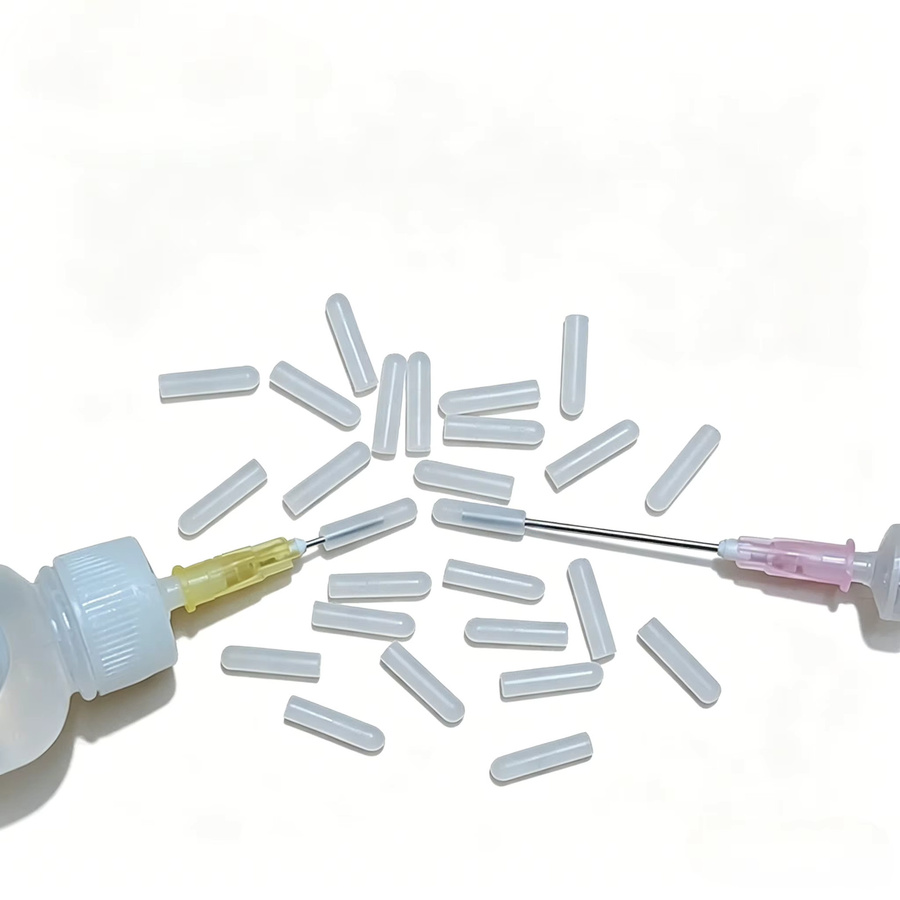 50 Stück Silikon-Schutzkappen für Klebstoff-Dosierspritzen, transparente Luftdichte Anti-Verstopfungs-Spritzenabdeckung für professionelle Laboranwendungen - Bild 2