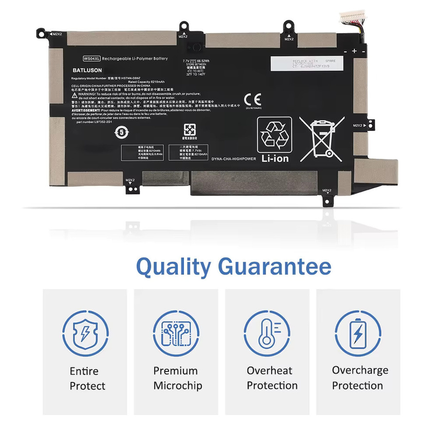 HP WS04XL Ersatzakku für Spectre X360 14t-ea00 14-ea0002ni 14-ea0002nx 14-ea0003ns Serie, Li-Ion Pack, Schwarz - Bild 2