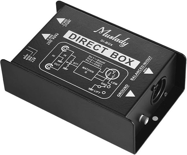 Muslady Professionelle Einkanal-Passiv-DI-Box Audiobox in Schwarz für symmetrische und unsymmetrische Signale - Bild 1