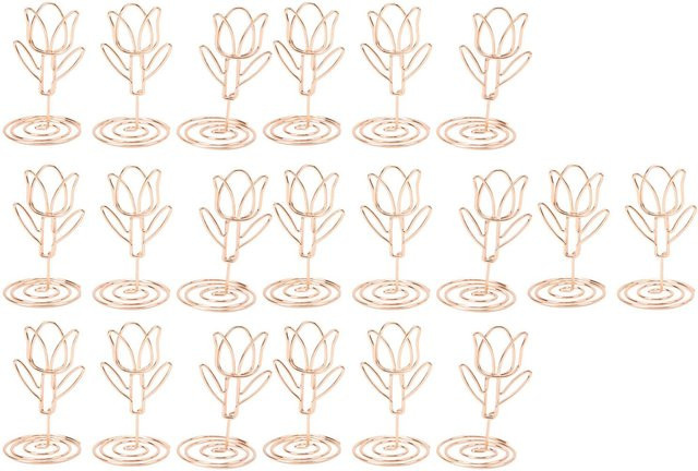 20 Stück Tischkartenhalter GoolRC in Tulpenform aus Metall in Roségold für Hochzeiten, Verlobungen und Jubiläumsfeiern - Bild 1