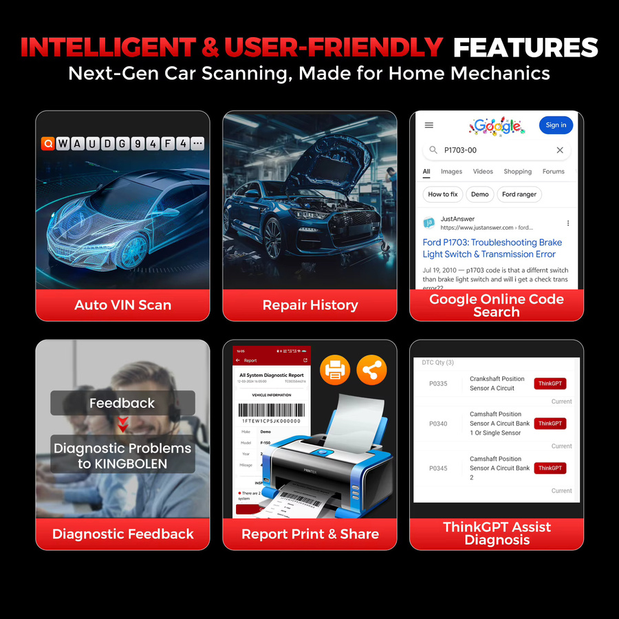KINGBOLEN Ediag Link Allsystem Bidirektionaler OBD2 Diagnosescanner für iOS und Android mit Bluetooth, CAN-FD-Protokoll, 10+ Reset-Funktionen und aktivem Test in Weiß - Bild 6