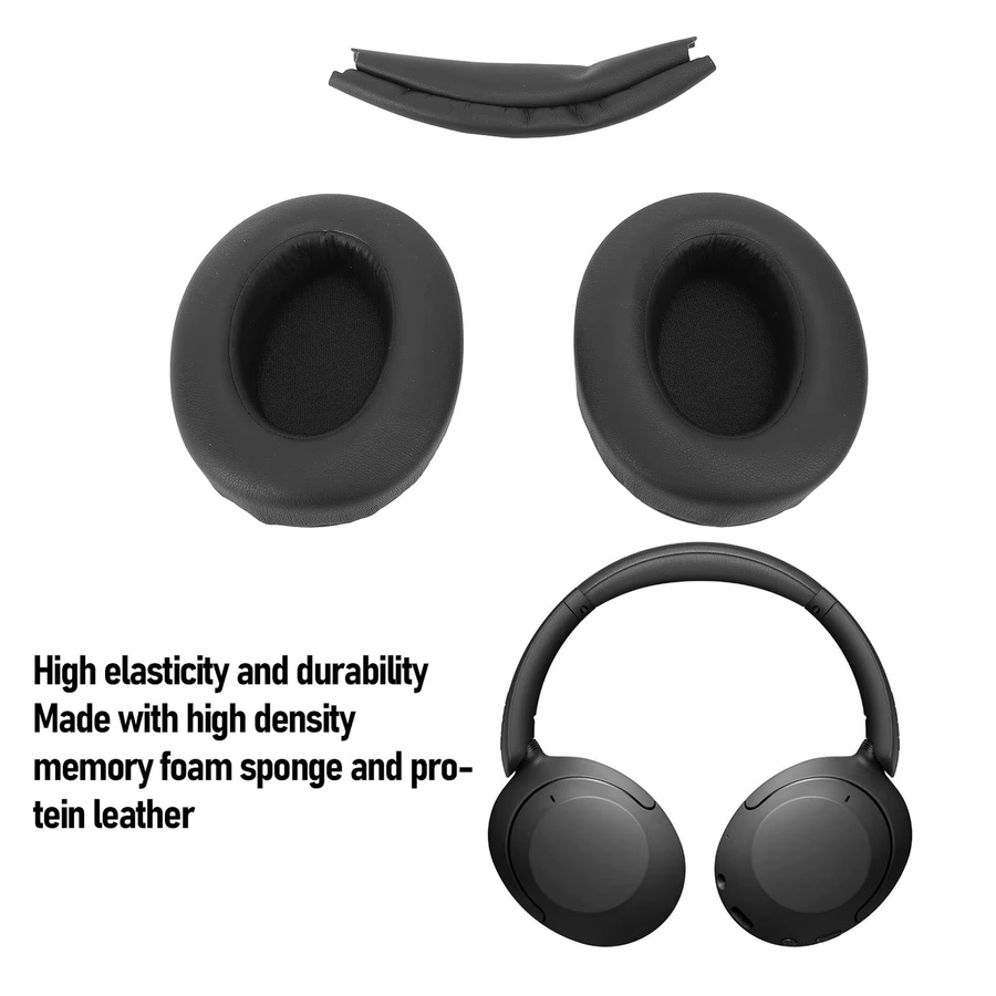 Sony Ersatz-Ohrpolster mit Kopfbügelabdeckung für WH XB910N Kopfhörer aus Proteinleder und Memory-Schaum in Schwarz oder Blau - Bild 3