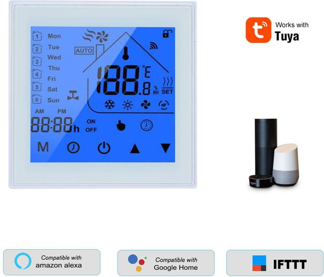 Koogeelife WiFi Smart Thermostat Temperaturregler mit LCD-Display und App-Steuerung, wöchentlich programmierbar für Wasserheizung, Weiß - Bild 1