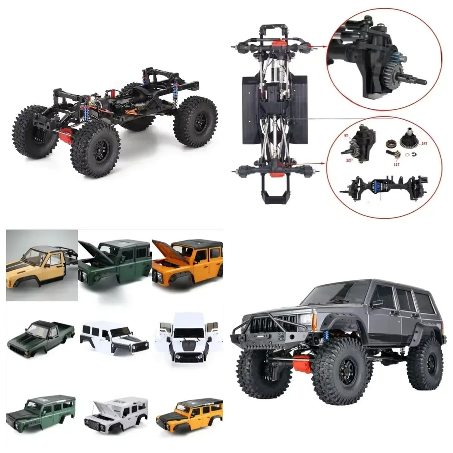 TIMEA RC 2-Gang-Getriebe-Chassis-Rahmen mit Differential-Portalachse, 1:10, Metall - Bild 1