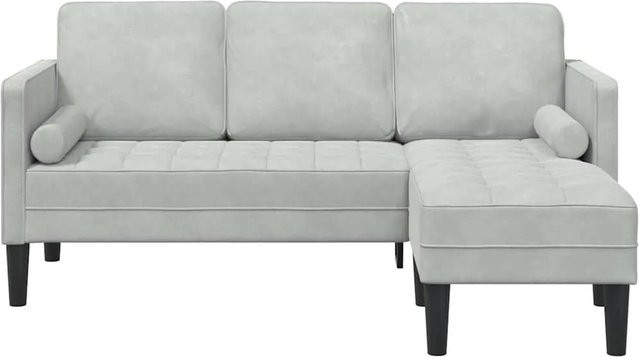 vidaXL Ecksofa in L-Form mit Kissen, Grau, Samtoptik und Polyester-Bezug - Bild 1