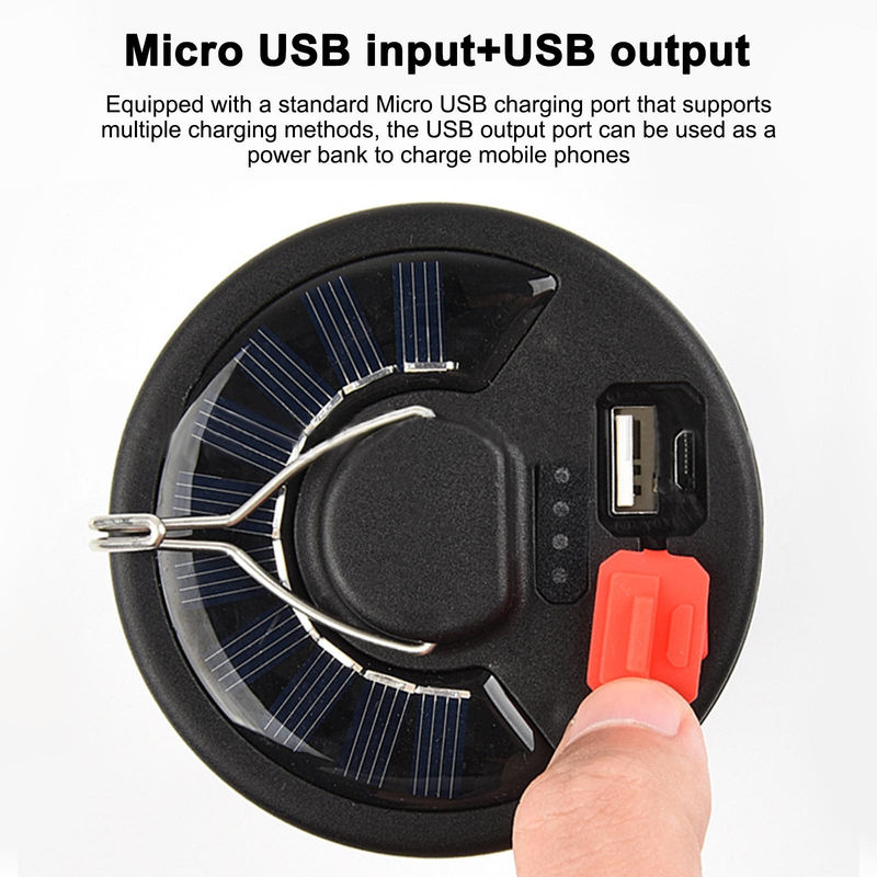 TOMTOP JMS Solar Camping LED Licht mit USB Ausgang, faltbare 4-Blatt Hängelampe für Outdoor und Zelt, schwarz - Bild 10