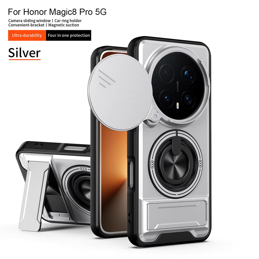 Honor Magic8 Pro Handyhülle mit Magsafe Magnetischem Klapphalter und Kameraschutzabdeckung in Orange - Bild 1