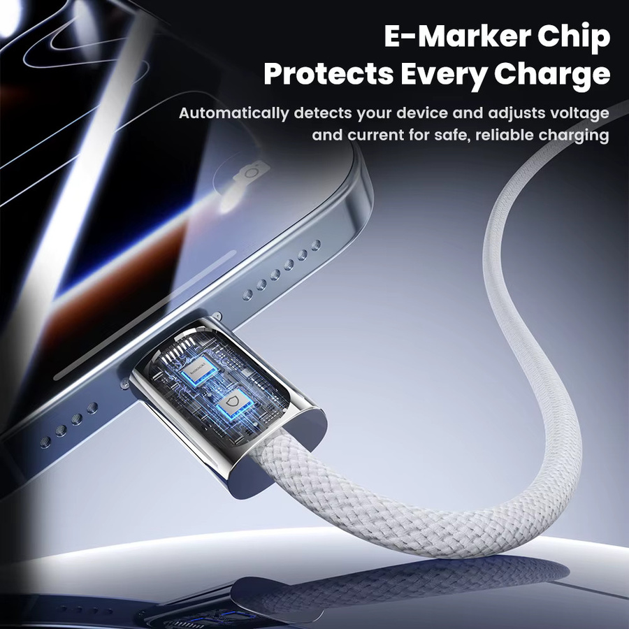 Toocki 3er-Set USB-C zu USB-C Schnellladekabel mit PD 60 W in Weiß - Bild 2
