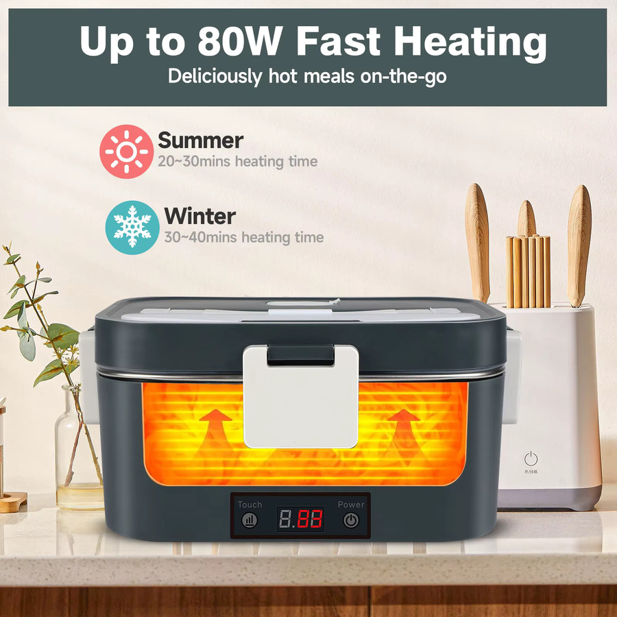Betuyoo Elektrische Lunchbox mit 80W Schnellheizung und Warmhaltefunktion, 2L Volumen für Auto und Zuhause - Bild 4