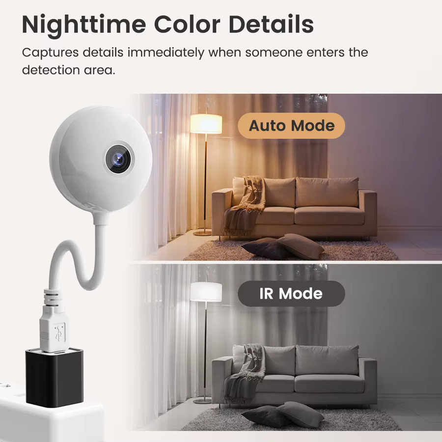 Tuya Smart Home 5MP USB-WLAN-Kamera in Weiß mit Nachtsicht, Zwei-Wege-Audio und App-Steuerung als Babymonitor - Bild 4