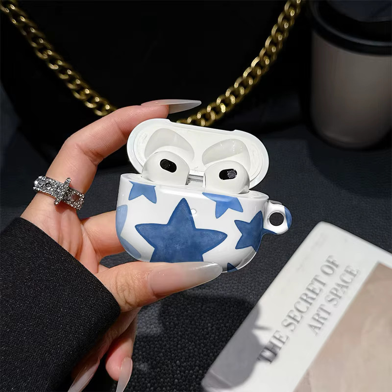 Glänzende Schutzhülle im Sternenhimmel-Design für Apple AirPods Pro, Farbe: Blau - Bild 2