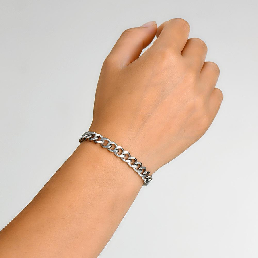 Cuban Link Kette Titan, Silber, 20cm, Unisex - Bild 2