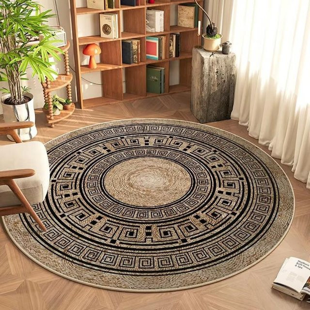 Lodestar Bohemian Runder Teppich mit Mandala-Design in Orange, Braun und Beige, Durchmesser: 40 cm - Bild 1