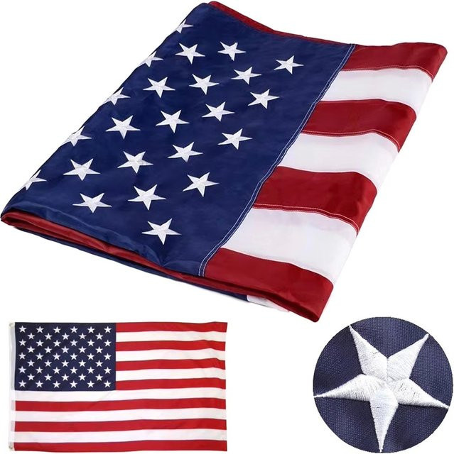Aerlxemrbrae Patriotisches Outdoor-Banner mit amerikanischer Flagge und Sternen aus Polyester, wetterfestes Gartenbanner mit Ösen, B/H: 150 x 90 cm - Bild 1