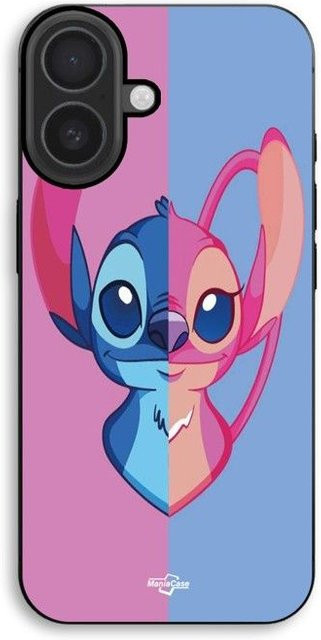 MANIACASE Handyhülle für iPhone 17 aus Silikon und TPU in Schwarz mit Stitch und Angel Motiv - Bild 1