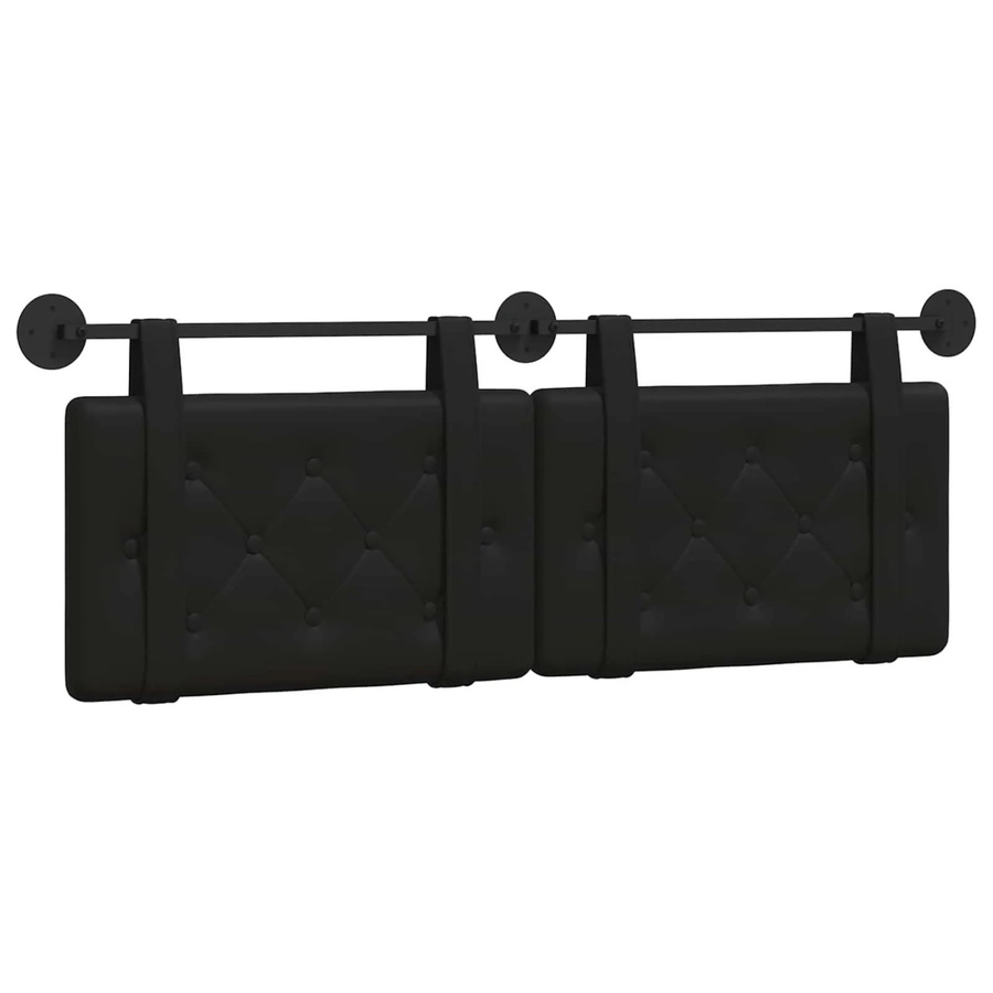 vidaXL Polsterpaneel aus Kunstleder in Schwarz, Wandmontage, B/H/T: 150 x 55 x 5 cm - Bild 2