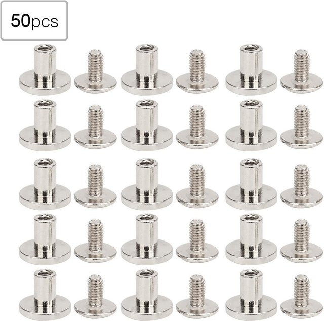 Igeteck 50 Set Flachkopf Nieten aus reinem Kupfer 8mm für Lederband und Notebook Binding in Silberweiß - Bild 1