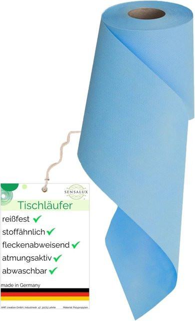 Sensalux Vlies-Tischläufer Hellblau, wasserabweisend und waschbar, Breite: 15 cm, Länge: 25 m - Bild 1
