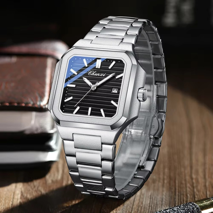CHENXI Armbanduhr, Quarz, Edelstahl, Eckig, Schwarz, Herren - Bild 2
