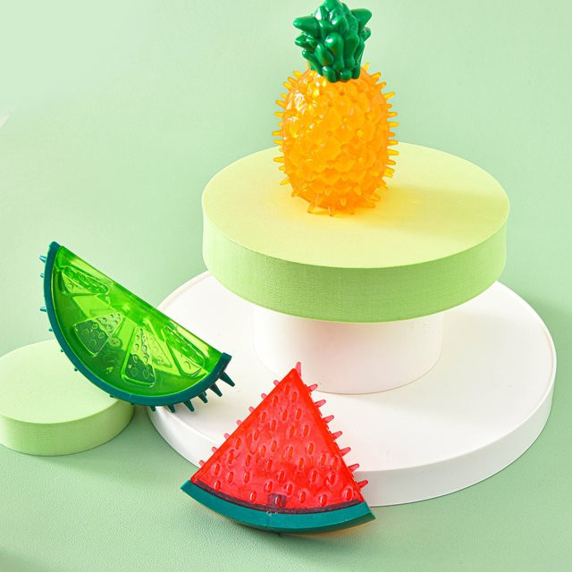 Qzee Sommer Haustier Beißspielzeug, mit Sound, Wassermelone, Ananas, Zitrone - Bild 1