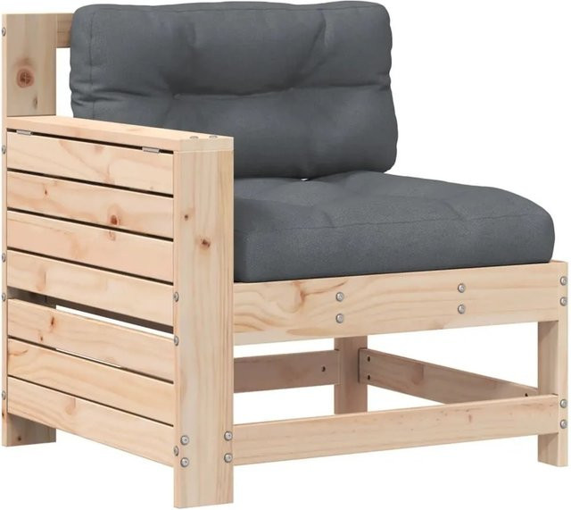 vidaXL Gartensofa aus Kiefernholz mit Armlehnen und Kissen in anthrazit/grau - Bild 1