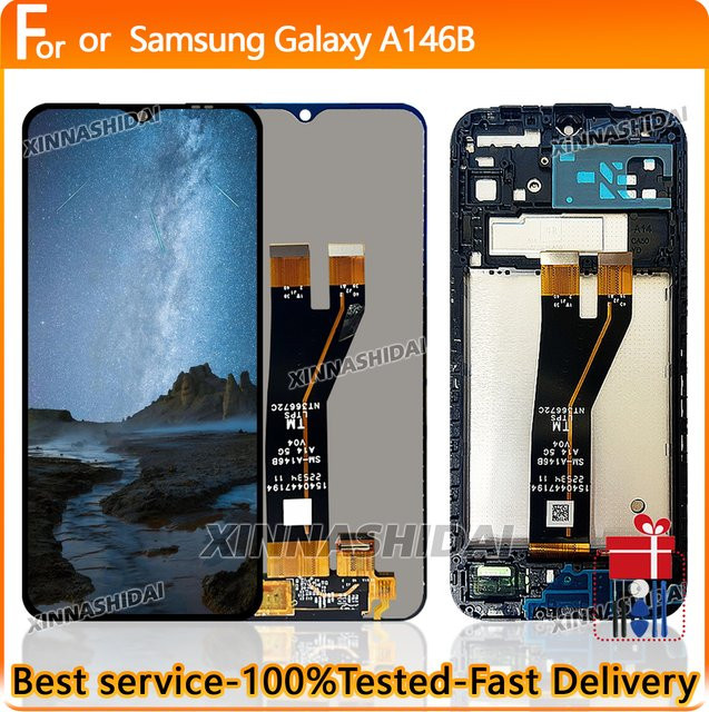 Samsung LCD-Display mit Touchscreen-Sensor-Digitizer-Baugruppe und Rahmen für Galaxy A146B A146P A146U in Schwarz, 6,6 Zoll - Bild 1