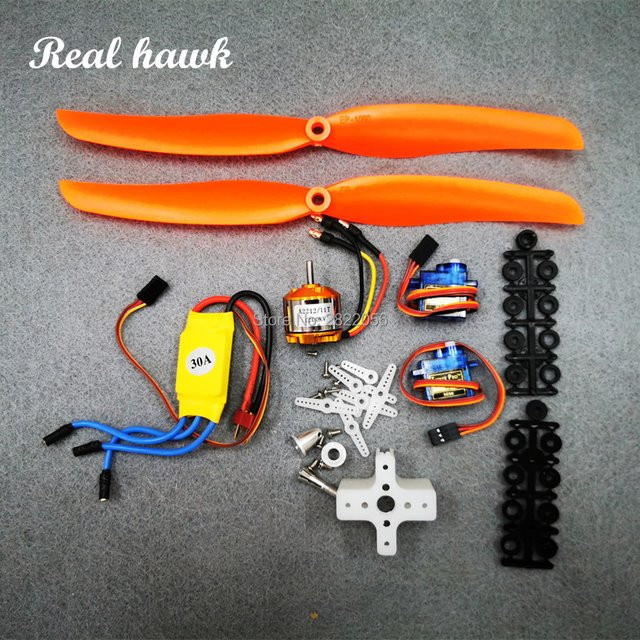 Real Hawk A2212 1200kv bürstenloser Motor, 30a esc, Motor halterung, 1060 Propeller, SG90 9g Mikros ervo, Zubehör, Kunststoff - Bild 1